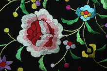 Embroidered Silk Piano Shawl Wrap Flamenco Roses Black Fringe 61" Maya Matazaro