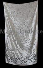 Maya Matazaro Ivory Pearl Camellia Shawl Wrap Scarf Burnout Velvet Elegant!
