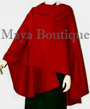 Cashmere Wool Cape Ruana Wrap Coat RED by Maya Matazaro Made in USA New