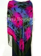 Silk Wrap Scarf Piano Shawl Burnout Velvet Tye Dye Pink Multi Maya Matazaro