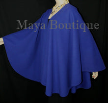 Cashmere Wool Cape Ruana Wrap Coat Blue Iris Maya Matazaro Made in USA