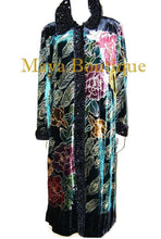 Opera Coat Duster Silk Velvet Black Multi Long M/L Maya Matazaro Art To Wear