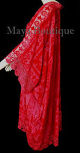 Red Lace & Burnout Velvet Kimono Caftan Jacket Duster Maya Matazaro Plus