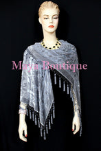 Gray Piano Shawl Scarf Wrap All Beaded Silk Burnout Velvet Maya Matazaro