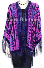 Fringe Jacket Kimono Duster Bolero Silk Burnout Velvet Pink Purple Short Maya