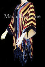 USA Flag Caftan Kimono Duster Silk Burnout Velvet Maya Matazaro Made In USA