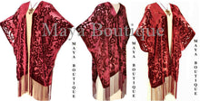 Caftan Kimono Burnout Velvet Art Nouveau Deep Red Maya Matazaro USA Made