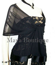 Black Chiffon Silk Scarf Wrap Sash Satin Border Maya Matazaro