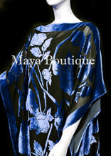 Caftan Dress Kimono Silk Burnout Velvet Blue Black Hand Dyed Maya Matazaro