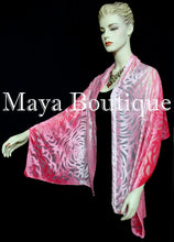 Maya Matazaro Hand Dyed Coral Pink Camellia Shawl Wrap Scarf Burnout Velvet USA