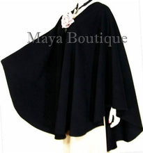 Cape Ruana Wrap Coat Black Cashmere Wool Blend USA Made Maya Matazaro