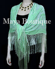 Piano Shawl Wrap Scarf Silk Burnout Velvet Mint Color Hand Dyed Maya Matazaro