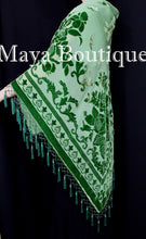 Green Piano Shawl Scarf Wrap All Beaded Silk Burnout Velvet Maya Matazaro