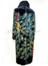 Opera Coat Duster Silk Velvet Black Multi Long L - XL Wearable Art Maya Matazaro