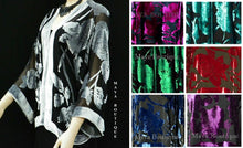 Silk Burnout Velvet Jacket Short Kimono Blue & Black No Fringe Maya Matazaro