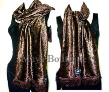 CHOCOLATE BROWN CRUSHED VELVET SCARF MAYA MATAZARO MADE IN USA
