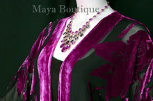 Silk Burnout Velvet Jacket Short Kimono  Raspberry Black No Fringe Maya Matazaro