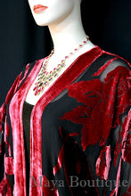 Poppy Red Silk Burnout Velvet Jacket Short Kimono Style No Fringe Maya Matazaro