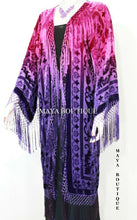 Hand Dyed Burnout Velvet Kimono Jacket Purple Magenta Maya Matazaro Made in USA