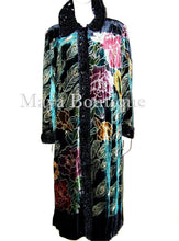 Opera Coat Duster Silk Velvet Black Multi Long L - XL Wearable Art Maya Matazaro