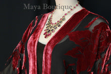 Poppy Red Silk Burnout Velvet Jacket Short Kimono Style No Fringe Maya Matazaro