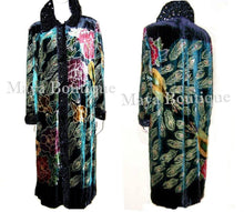 Opera Coat Duster Wearable Art Silk Velvet Peacock Black Long Lined 1X Maya